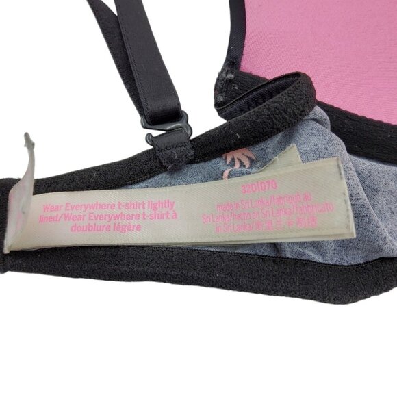 PINK T-Shirt Bra Women 32D Black Wear Everywhere Underwire Victoria's Secret - Picture 7 of 10
